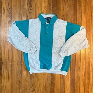 Editions by Van Heusen Teal and Heather Gray Polo Pullover - Size L/XL